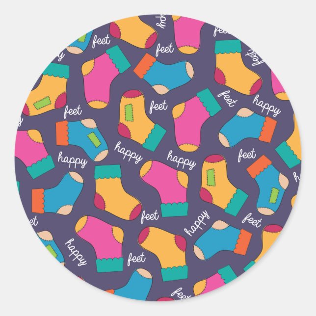 Pegatina Redonda Muchos Pegatinas De Socks (Anverso)