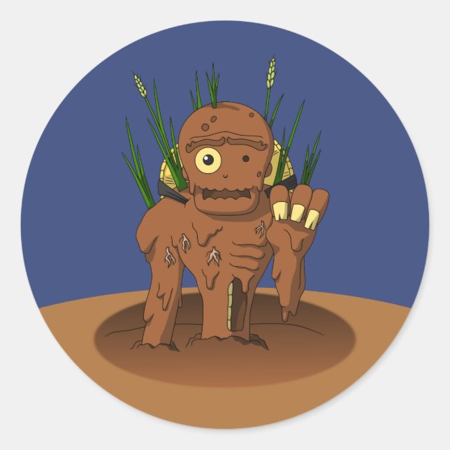 Pegatina Redonda Mud Zombie Yokai Dorotabo (Anverso)
