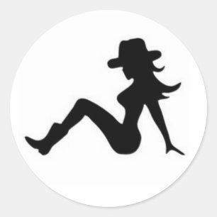 Pegatina Redonda mudflap cowgal