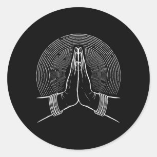Pegatina Redonda Mudra de Meditación Zen Espiritual