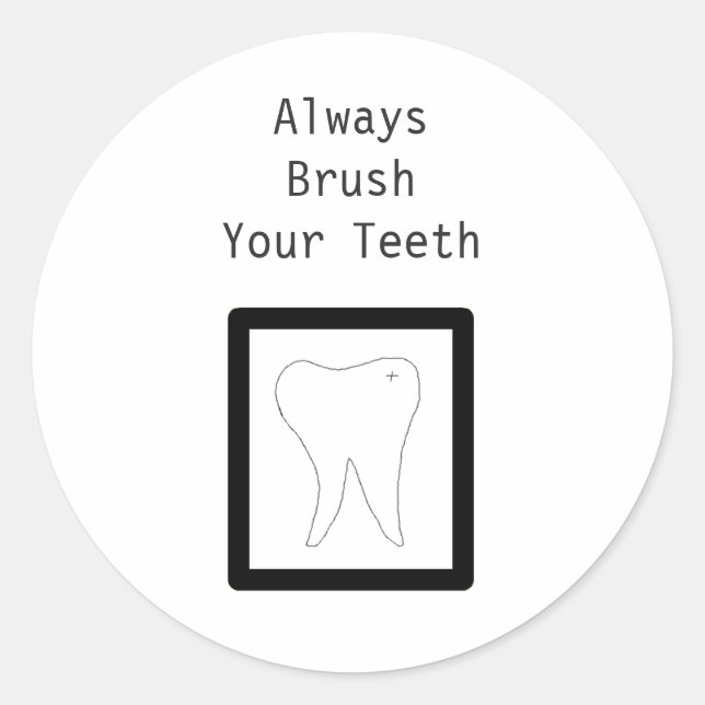Pegatina Redonda Muela Con Frase Dental (Anverso)