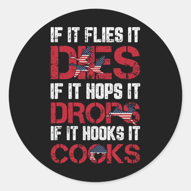 Pegatina Redonda Muere El 4 De Julio Caza De Bandera Estadounidense (Anverso)