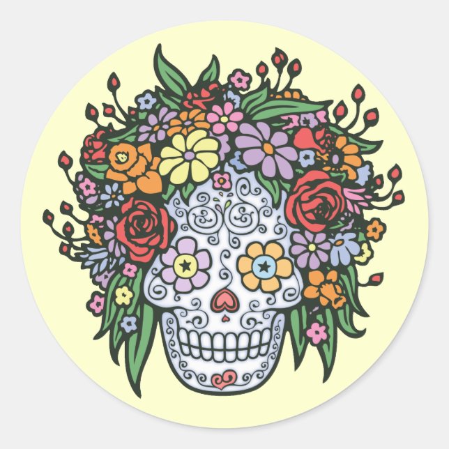 Pegatina Redonda Muerta Linda (Anverso)