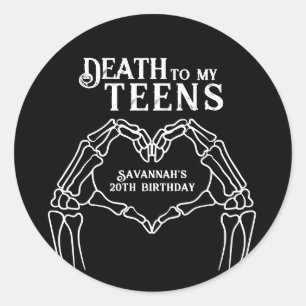 Pegatina Redonda Muerte a mis adolescentes Tendencia gótica Cumplea