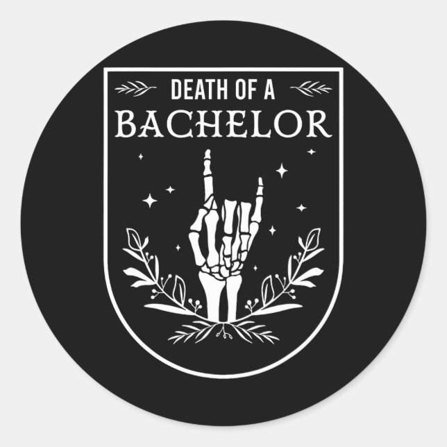 Pegatina Redonda Muerte De Bachelor Groom Groomsman Halloween Gótic (Anverso)