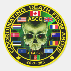 Pegatina Redonda Muerte de coordinación desde arriba