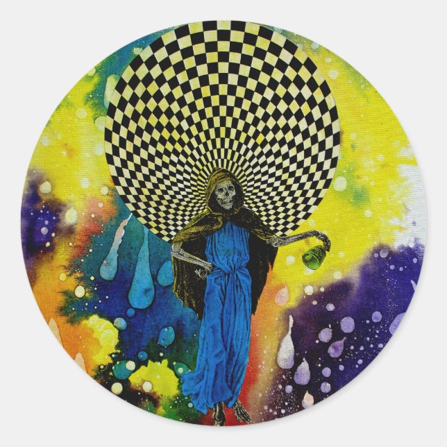 Pegatina Redonda Muerte de Michael Moffa (Anverso)