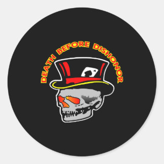 Pegatina Redonda Muerte deshonor Skull Negro