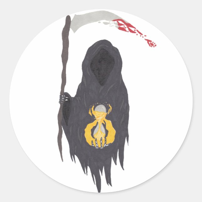 Pegatina Redonda Muerte eterna (Anverso)