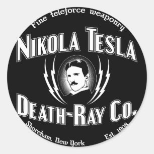 Pegatina Redonda Muerte-Rayo Co. de Nikola Tesla