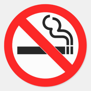 Pegatina Redonda Muestra de no fumadores del símbolo oficial