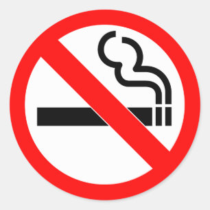 Pegatina Redonda Muestra de no fumadores del símbolo oficial