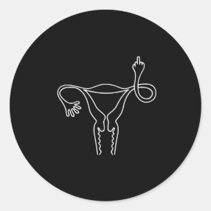 Pegatina Redonda Muestra la camiseta feminista de dedo medio