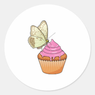 Pegatina Redonda Muffin de mariposa