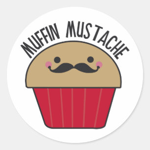 Pegatina Redonda Muffin Mustache