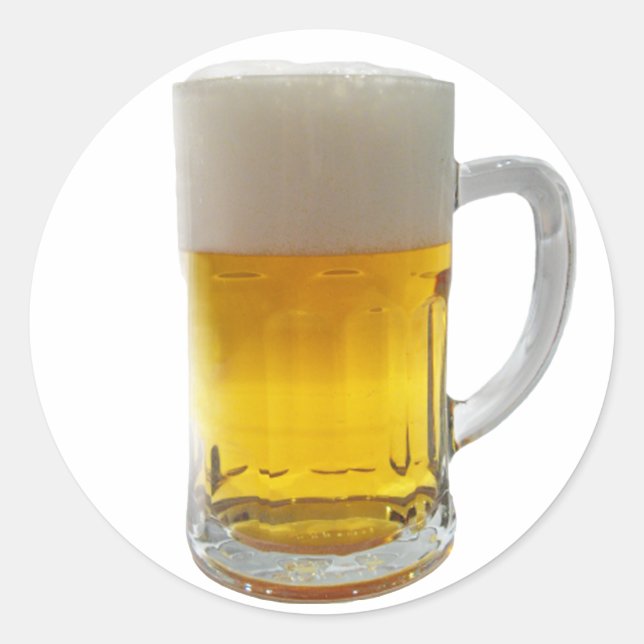 Pegatina Redonda Mug de cerveza (Anverso)