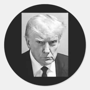 Pegatina Redonda Mug Shot - Disparan a Donald Trump