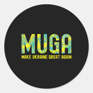 Pegatina Redonda Muga Haz que Ucrania vuelva a ser grande Soporte d