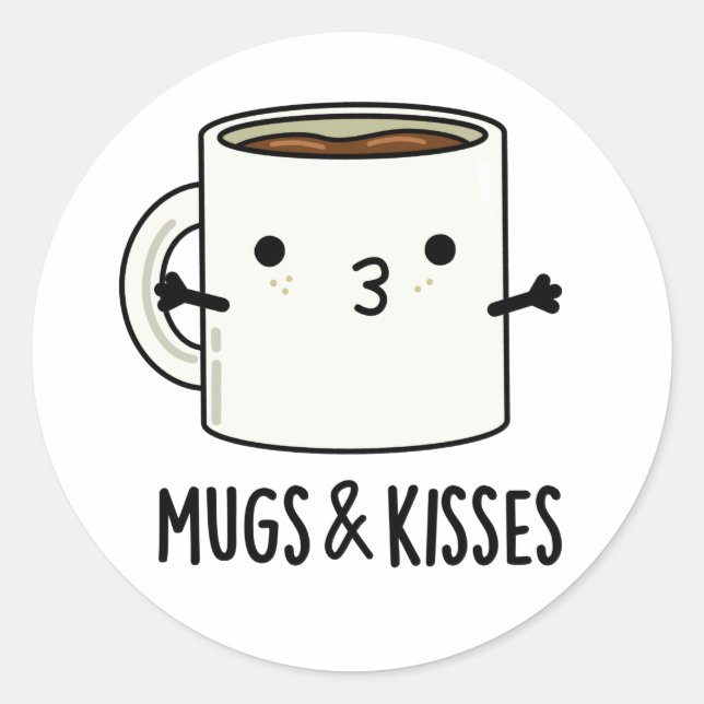 Pegatina Redonda Mugs And Kiss Graciosos Mug Pun (Anverso)
