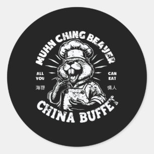 Pegatina Redonda Muhn Ching Beaver Humor Sucio Raunchy Adulto Tee M
