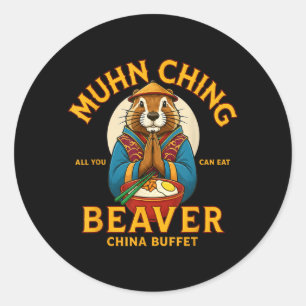 Pegatina Redonda Muhn Ching Todo lo que Puedes Comer Beaver China B