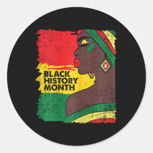 Pegatina Redonda Mujer afro Colores de Mes de Historia Negra Hombre