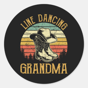 Pegatina Redonda Mujer: Baile en fila, abuela, baile, bailarina, pa