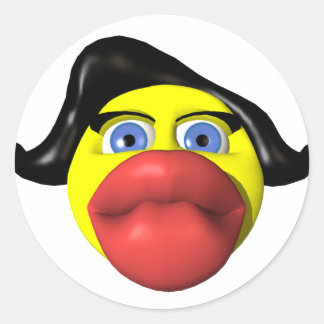 Pegatina Redonda Mujer besando amarillo