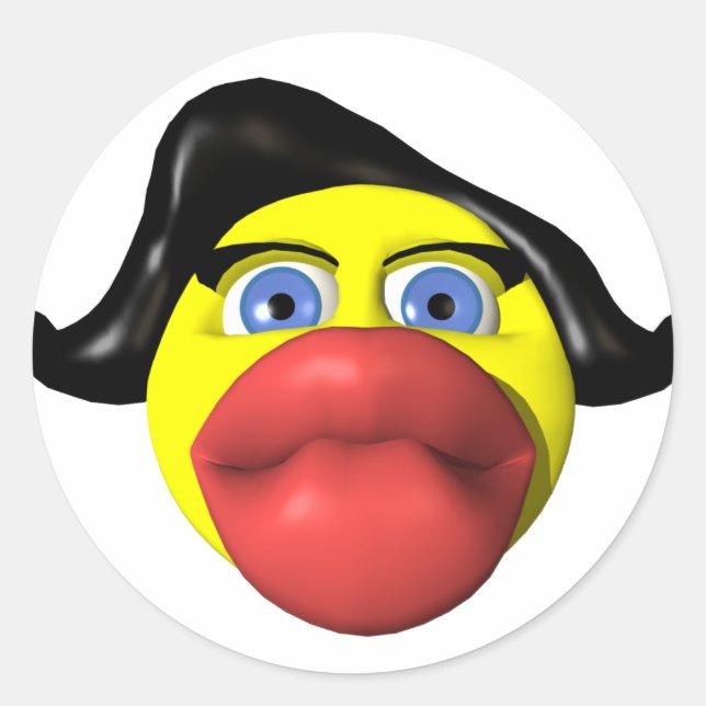 Pegatina Redonda Mujer besando amarillo (Anverso)