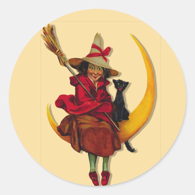 Pegatina Redonda Mujer Bruja (Anverso)