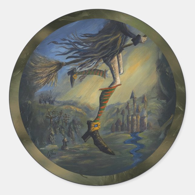 Pegatina Redonda Mujer bruja (Anverso)