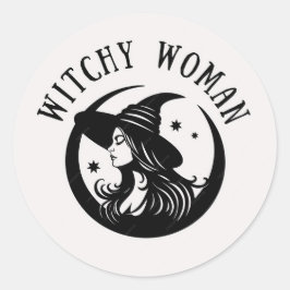 Pegatina Redonda Mujer Bruja 1-1/2" (hoja de 20) Stickers