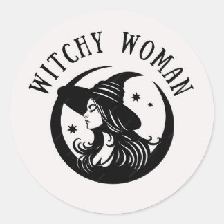 Pegatina Redonda Mujer Bruja 1-1/2" (hoja de 20) Stickers