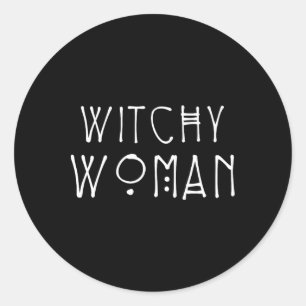 Pegatina Redonda Mujer Bruja Bruja Wiccan Y Regalos Paganos Hallowe