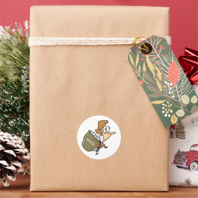 Pegatina Redonda Mujer con Pegatinas de Mailbag (Vacaciones)