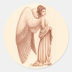 Pegatina Redonda Mujer del ángel