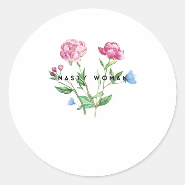 Pegatina Redonda Mujer desagradable Kamala Harris 2020 Feminist Flo (Anverso)