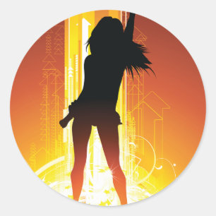 Pegatina Redonda Mujer disco de oro