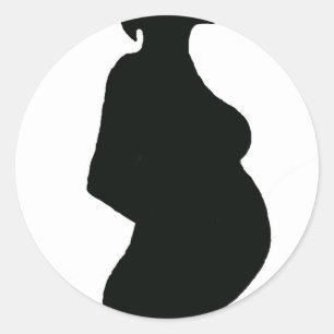 Pegatina Redonda Mujer embarazada Silouhette