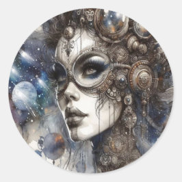 Pegatina Redonda Mujer en pegatinas espaciales