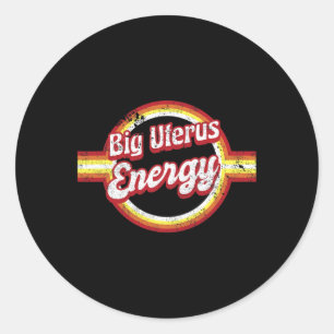 Pegatina Redonda Mujer feminista Uterus Energy Retro