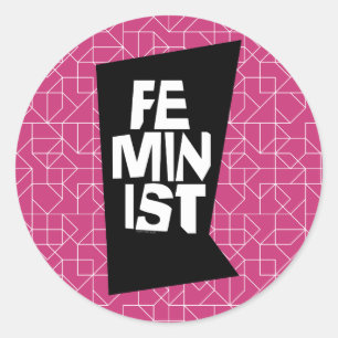 Pegatina Redonda Mujer igual imitación del chica femenino feminista