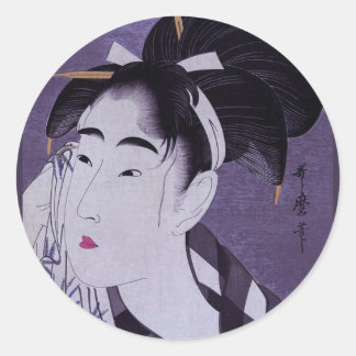 Pegatina Redonda Mujer Joven