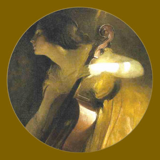 Pegatina Redonda Mujer Jugando Cello