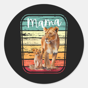 Pegatina Redonda Mujer Mamá León León Nueva Mamá Corta Regalo De Ma