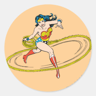 Pegatina Redonda Mujer Maravilla en un círculo con Lasso
