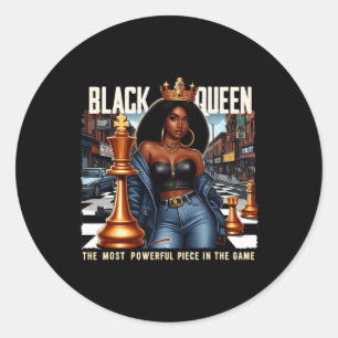 Pegatina Redonda Mujer negra Cultura negra Reina negra Empoderamien