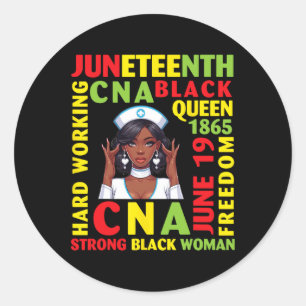 Pegatina Redonda Mujer negra fuerte, reina negra y trabajadora