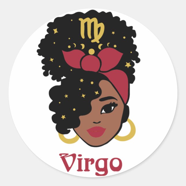 Pegatina Redonda Mujer negra Zodiac Virgo (Anverso)