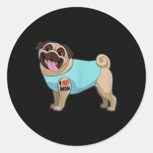 Pegatina Redonda Mujer: Perro divertido Pug Amo Mamá Tattoo Regalo 